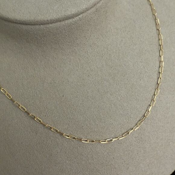 Solid 10k Yellow Gold Paper Clip Necklace 20in 1.8mm~NEW - Picture 3 of 9